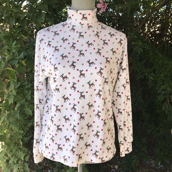Vintage 9s Christmas Turtleneck Shirt 